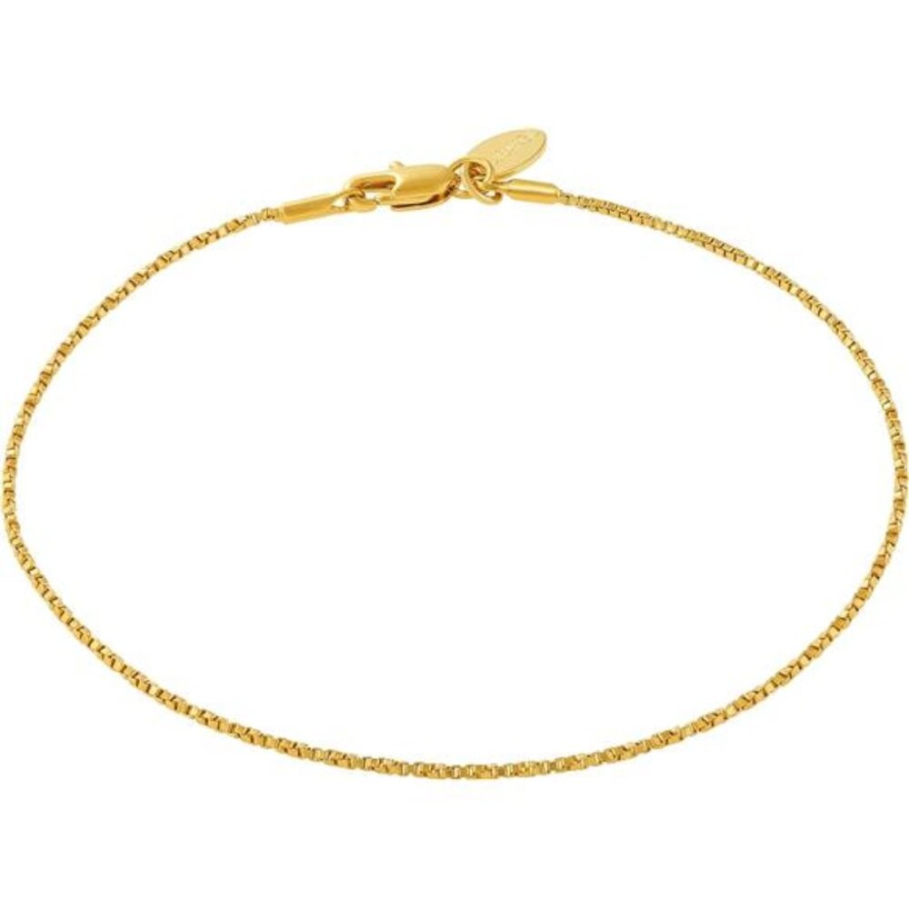 Womens Gold Anklet Twisted Box Chain Ankle Bracelet 24k